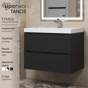 Тумба под раковину Uperwood Tanos 70 см, подвесная, черная матовая в Качканаре - kachkanar.ok-mebel.com | фото 3