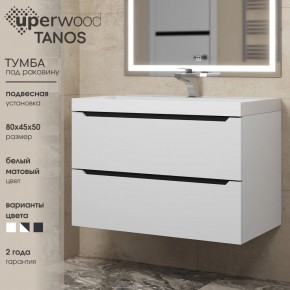 Тумба под раковину Uperwood Tanos 80 см, подвесная, белая/графит в Качканаре - kachkanar.ok-mebel.com | фото 3