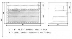 Тумба под раковину Uperwood Tanos 80 см, подвесная, белая/графит в Качканаре - kachkanar.ok-mebel.com | фото 7