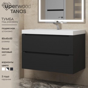 Тумба под раковину Uperwood Tanos 80 см, подвесная, черная матовая в Качканаре - kachkanar.ok-mebel.com | фото 3