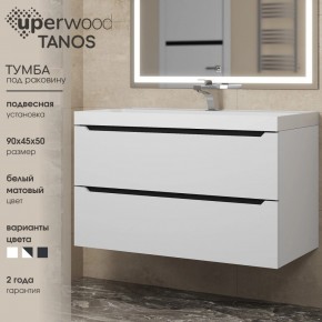 Тумба под раковину Uperwood Tanos 90 см, подвесная, белая/графит в Качканаре - kachkanar.ok-mebel.com | фото 3