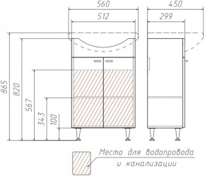 Тумба под умывальник Уют 55 Классик без ящика АЙСБЕРГ (DA1018T) в Качканаре - kachkanar.ok-mebel.com | фото 3